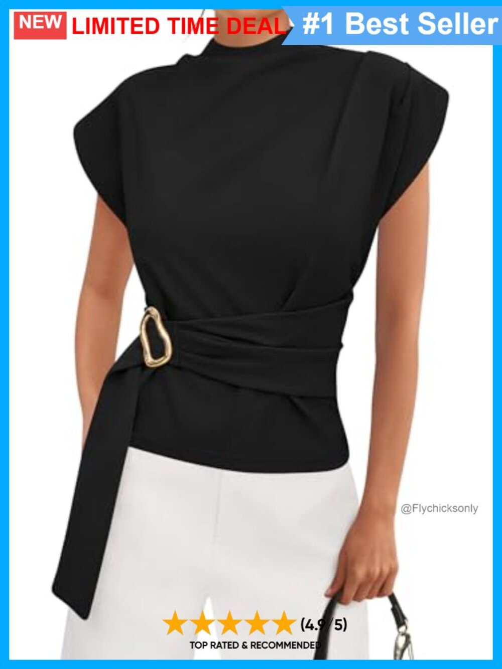 Womens Mock Neck Cap Sleeve Tunic Blouse Cotton Knit Business Casual Top